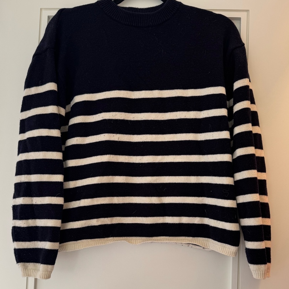 ZARA Navy & White Striped Sweater Size M